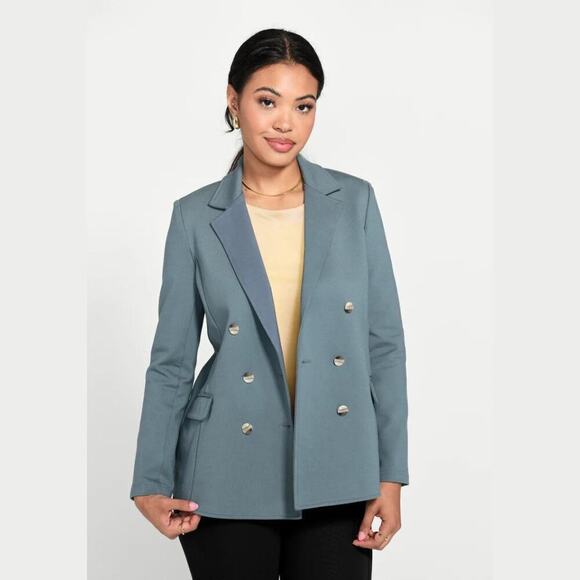 BETABRAND DOUBLE BREASTED BOXY FIT BLAZER IN BLUE HAZE NWOT WOMEN'S SIZE‎ MEDIUM - Picture 1 of 9